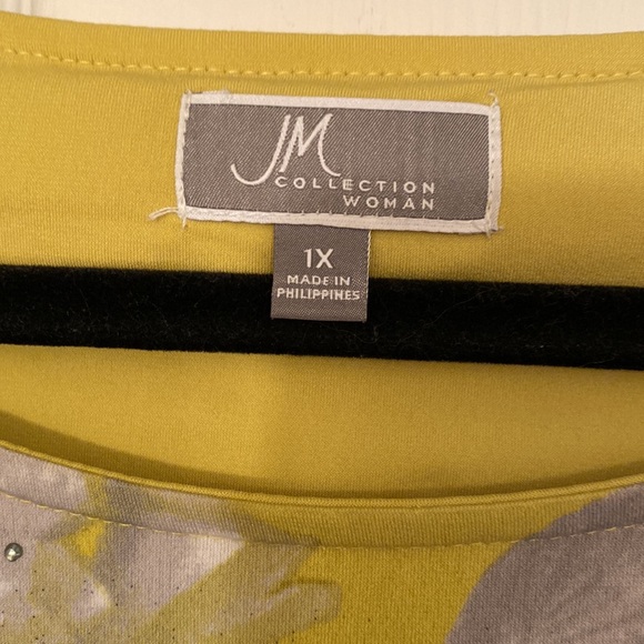 JM Collection mustard yellow with black and white flowers super soft EUC - Picture 2 of 7